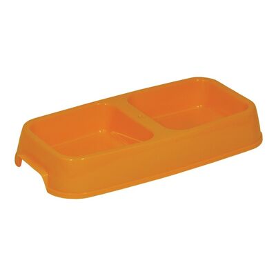 Miska podwójna dla psa kota plastikowa żółta