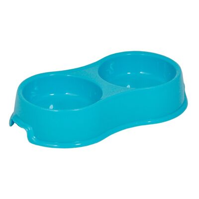 Miska podwójna dla psa kota plastikowa niebieska