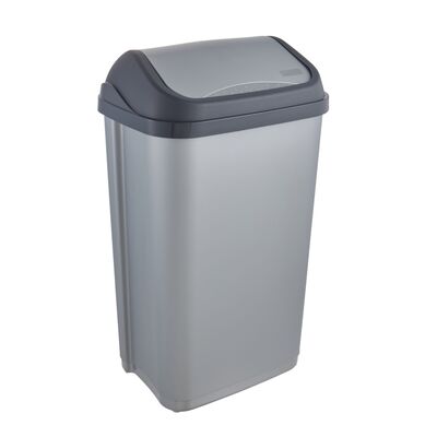 Kosz na śmieci z obrotową pokrywą 50 l srebrny swantje 38,5 x 29 x 66 cm keeeper
