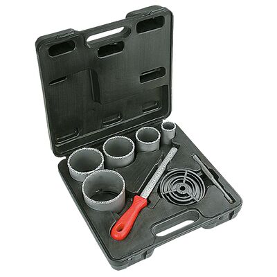 Otwornice wolframowe 32 - 83 mm, zestaw 5 sztuk + pilnik VERTO