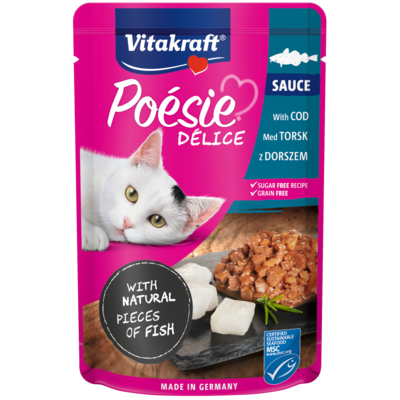 Karma dla kotów Poesie Deli Sauce z dorszem 85 g Vitakraft