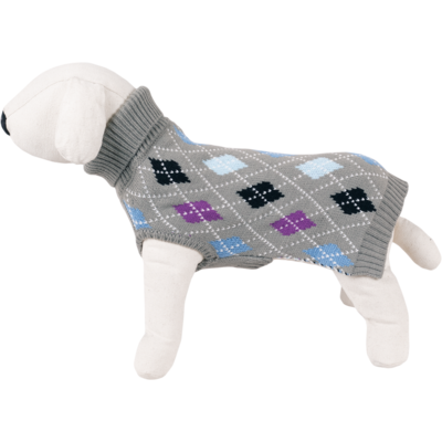 Sweter dla psa szary w romby z golfem XL-40 cm happet