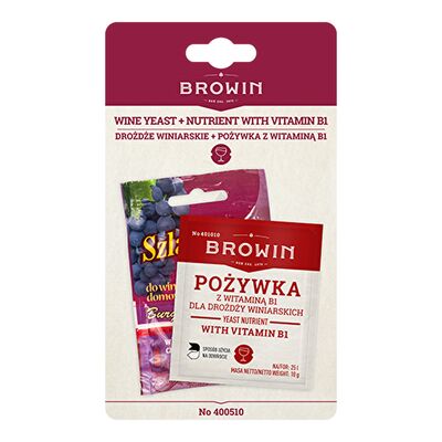 Drożdże winiarskie + pożywka z witaminą B1 Browin