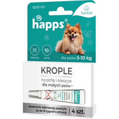 Krople na pchły i kleszcze dla małych psów 5 - 10 kg HAPPS HERBAL