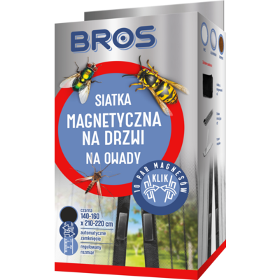 Siatka na drzwi magnetyczna czarna 160 x 220 cm BROS