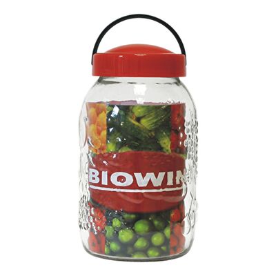 Słój 3 l z plastikową pokrywą i zdobionym szkłem Browin