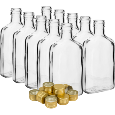 Butelka 200ml piersiówka z zakrętkami 10 szt.