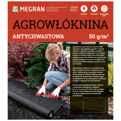 Agrowłóknina antychwastowa 50 g/m² czarna 0,8 m x 100 mb