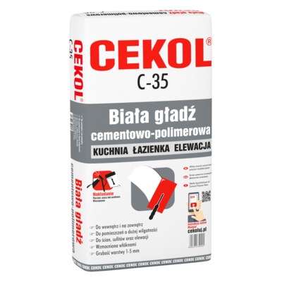 Gładź szpachlowa cementowo-polimerowa biała C-35 5 kg CEKOL
