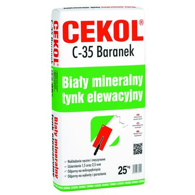 Tynk elewacyjny biały mineralny Baranek 25 kg CEKOL