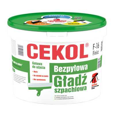 Bezpyłowa gładź szpachlowa F-16 Finisz 20 kg CEKOL