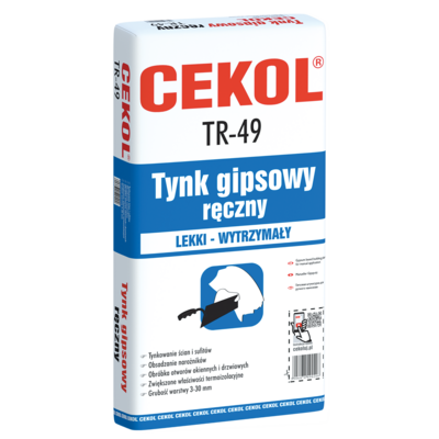 Tynk gipsowy ręczny TR-49, 10 kg CEKOL
