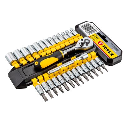 Klucz nasadowy 1/4", zestaw 28 sztuk TOPEX