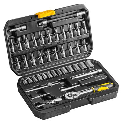 Klucz nasadowy 1/4", zestaw 46 sztuk TOPEX
