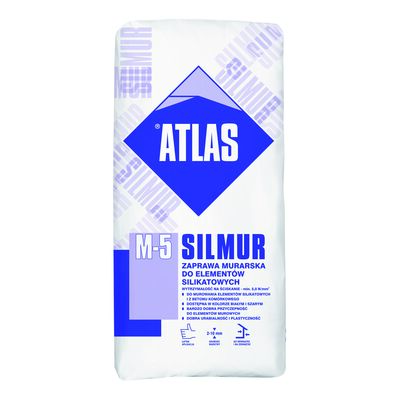 Zaprawa murarska do elementów silikatowych SILMUR M5S szara 25 kg Atlas