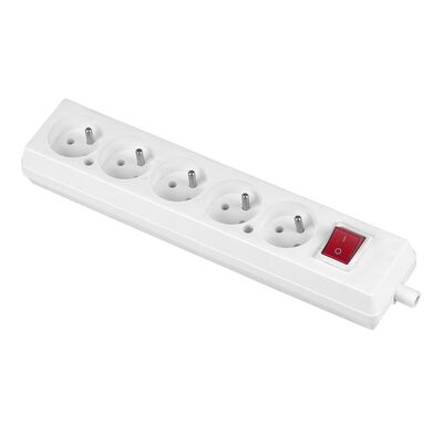 Gniazdo przenośne pięciokrotne 5 x 2p+Z z wyłącznikiem 16 A, 250 V, białe
