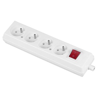 Gniazdo przenośne czterokrotne 4 x 2p+Z z wyłącznikiem 16 A, 250 V, białe