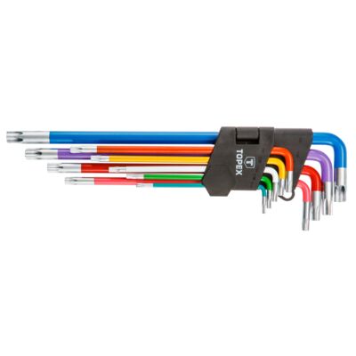 Klucz Torx, kolorowe, zestaw 9 sztuk TOPEX