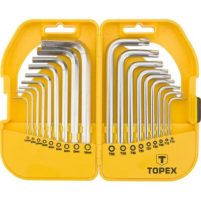 Klucz sześciokątny i Torx, zestaw 18 sztuk TOPEX