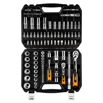 Klucz nasadowy 1/4", 1/2" zestaw 86 sztuk CrV NEO