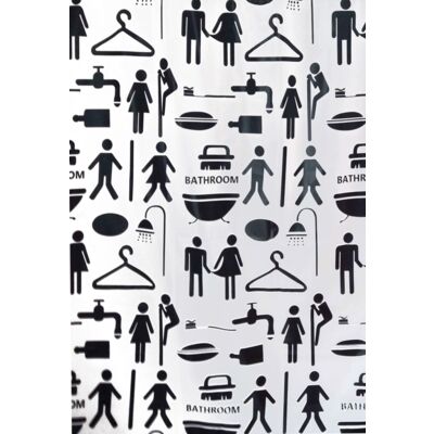 Zasłonka Peva Couple 200 x 180 cm czarno-biały