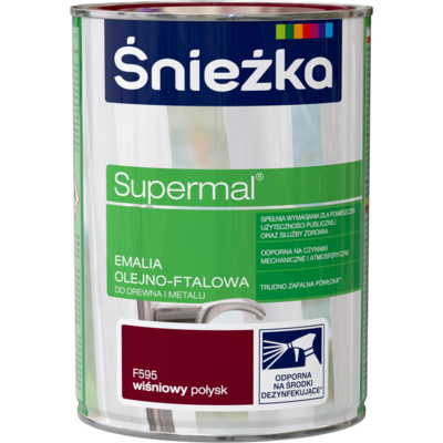 Farba emaliowa olejno-ftalowa Supermal wiśniowy 0,8 l Śnieżka