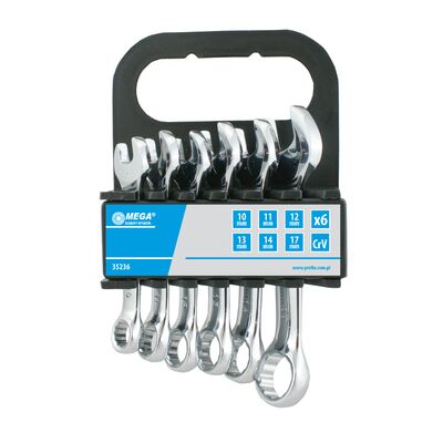 Klucze oczkowo-płaskie "krótkie" MEGA 6 sztuk, (10-17 mm)