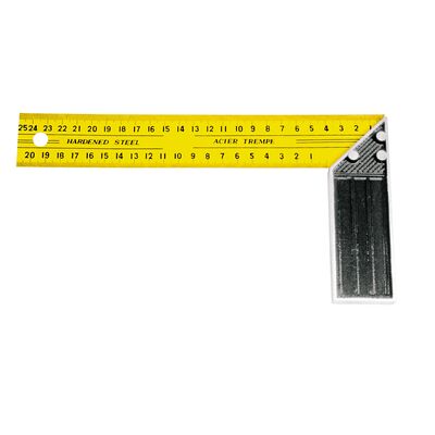 Kątownik stalowy ze skalą dwustronną 350 mm MEGA żółto-czarny