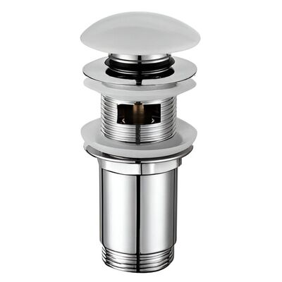 Korek Axus klik-klak 1 1/4" mosiężny, duży grzybek ceramiczny biały, blister z zawieszką