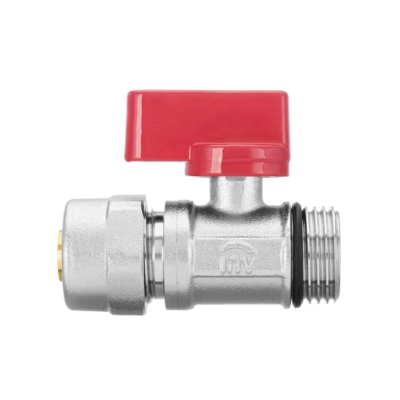 Zawór kulowy MINI z dławikiem ze złączką pex 1/2" x 16 czerwony Invena Prov