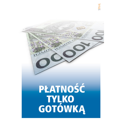 Oznaczenie "Płatność tylko gotówką" 14,8 x 21R