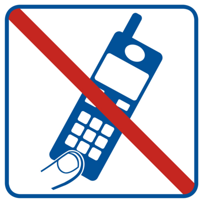 Oznaczenie "Zakaz używania telefonów komórkowych" 14,8 x 14,8
