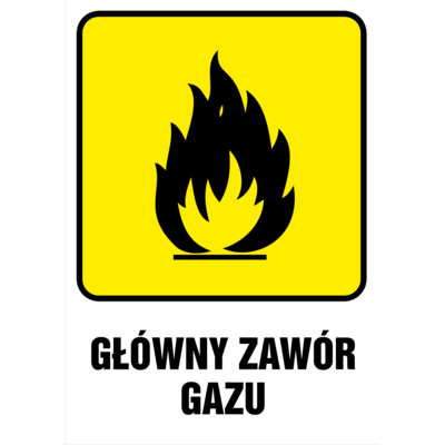 Oznaczenie "Główny zawór gazu" 14,8 x 21