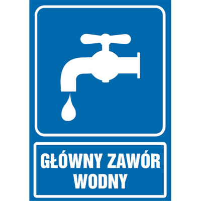 Oznaczenie "Główny zawór wodny" 14,8 x 21