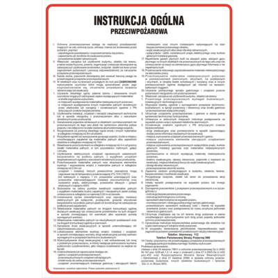 Oznaczenie "Instrukcja ogólna przeciwpożarowa" 24,5 x 35