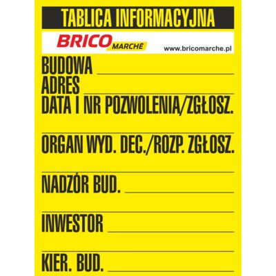Oznaczenie "Tablica informacyjna" 70 x 90 Bricomarche