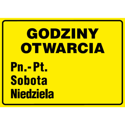 Oznaczenie "Godziny otwarcia" 21 x 29,7