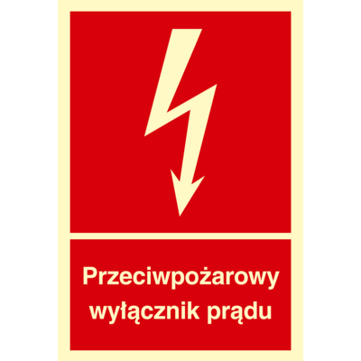 Oznaczenie "Przeciwpożarowy wyłącznik prądu" 15 x 22,2