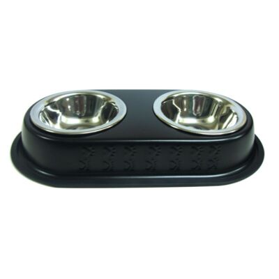 Miska podwójna na stojaku czarna happet