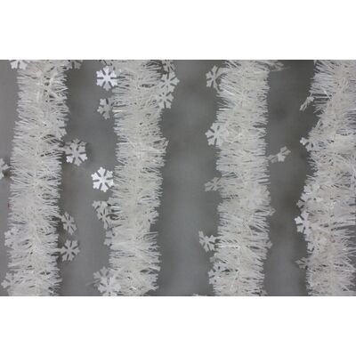 Girlanda śnieżynki biała Ø6 cm z aplikacją Ø12 cm, 2 m