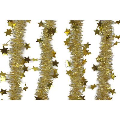 Girlanda Noel gwiazdki złota Ø5,5 cm z aplikacją Ø12 cm, 2 m
