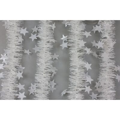 Girlanda Noel gwiazdki biała Ø5,5 cm z aplikacją Ø12 cm, 2 m