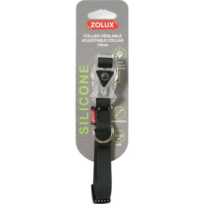Obroża silikonowa regulowana 15 mm czarny ZOLUX