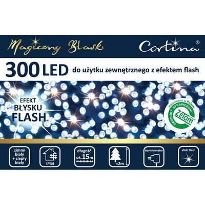 Lampki choinkowe LED 300 zimny + ciepły biały Flesh zewnętrzne