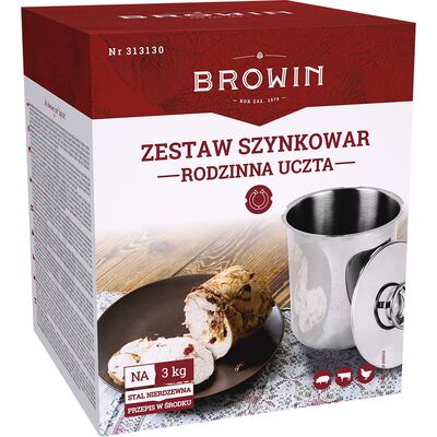 Zestaw: szynkowar 3 kg, termometr, zioła, worki Browin