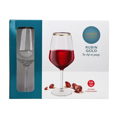 Komplet kieliszków Rubin gold wino czerwone 530 ml 6 sztuk