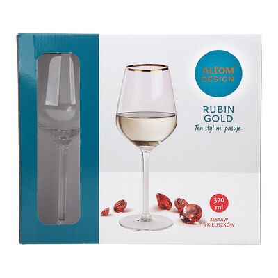 Komplet kieliszków Rubin gold wino białe 370 ml 6 sztuk
