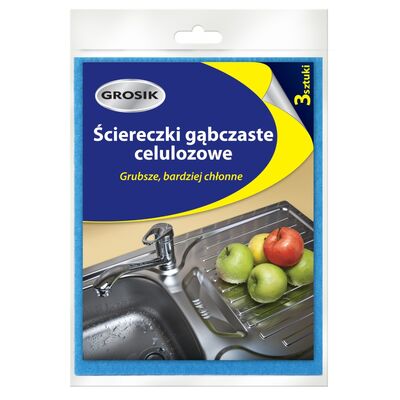 Ściereczki gąbczaste celuloza 3 sztuki Grosik