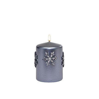 Świeca pieńkowa Christmas Time 10 cm szara metalik