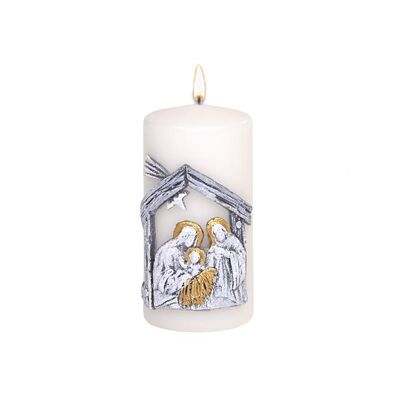 Świeca pieńkowa Szopka Bożonarodzeniowa szara matowa